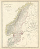 SCANDINAVIA. Sweden, Norway, and Denmark. Population table. SDUK 1844 old map