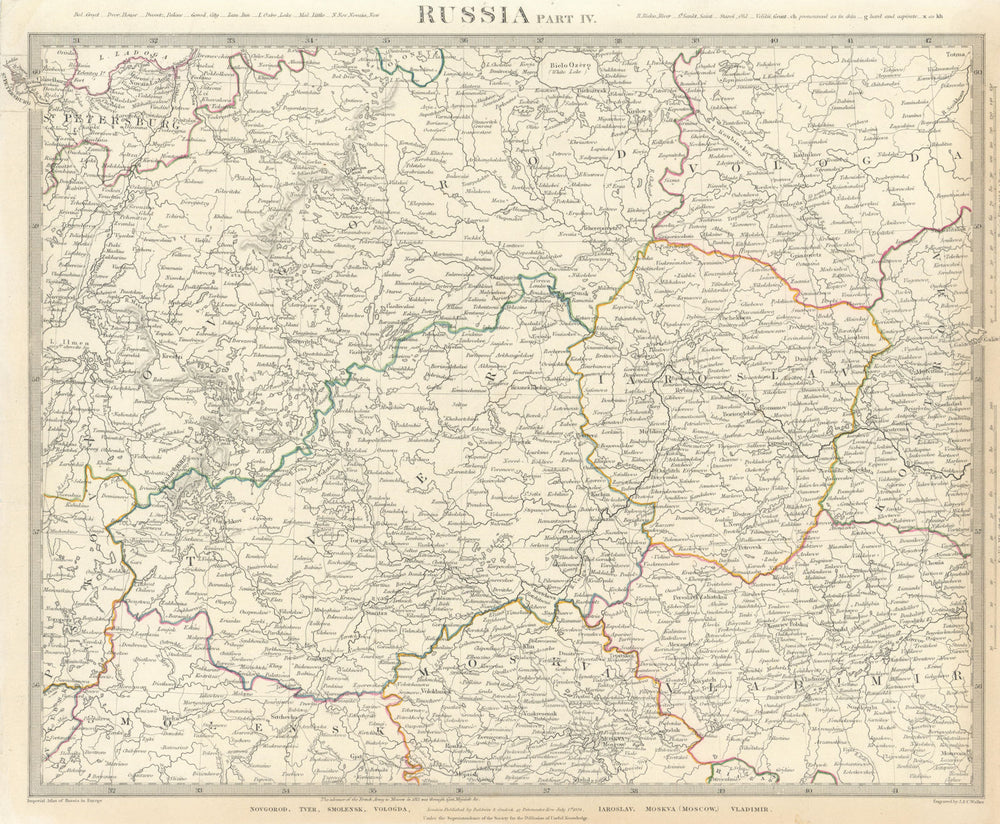 RUSSIA.Novgorod Tver Smolensk Vologda Iarolslav Moscow Vladimir.SDUK 1844 map