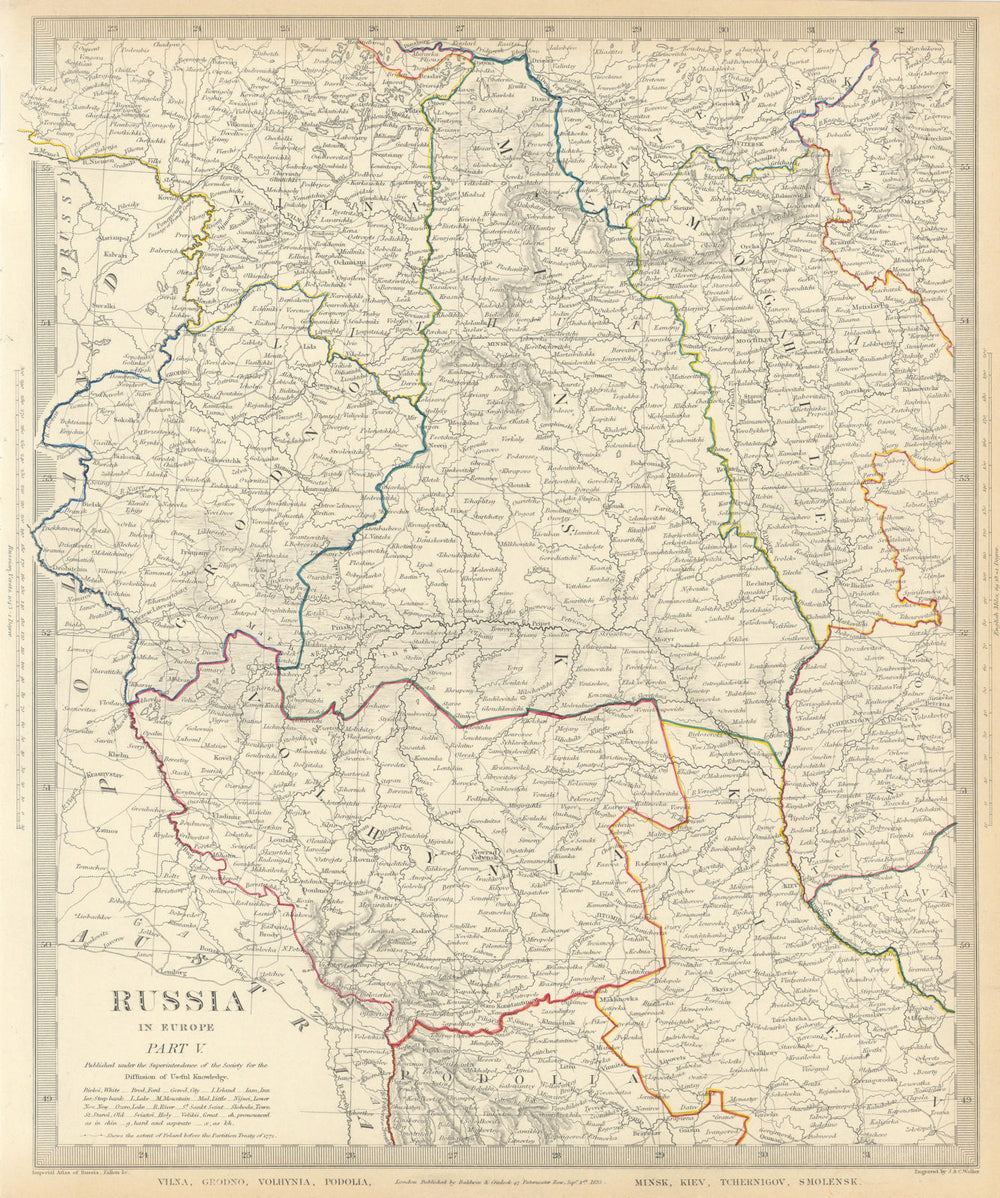 EASTERN EUROPE.Vilna Grodno Volhynia Podoiva Minsk Kiev Smolensk.SDUK 1844 map
