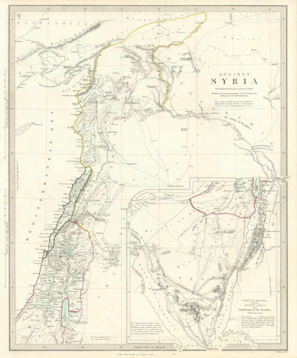 ANCIENT SYRIA. Levant; Sinai.wanderings of the Israelites. SDUK 1844 old map
