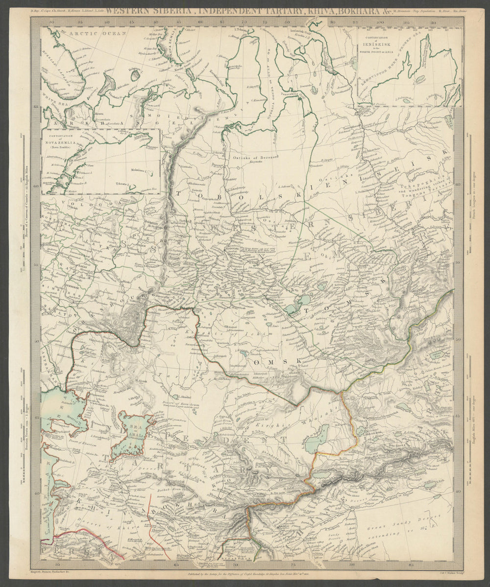 CENTRAL ASIA.Western Siberia, Khiva Bukhara. Independent Tartary.SDUK 1844 map