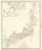 EMPIRE OF JAPAN. Inset Nagasaki Harbour; Yeso. Niphon Nippon. SDUK 1844 map
