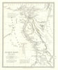 ANCIENT EGYPT. Nile Valley. Original outline colour. SDUK 1844 old antique map