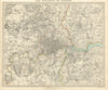 LONDON & ENVIRONS. Middlesex Kent Essex Surrey.  Coloured. SDUK 1844 old map
