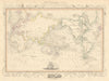THE WORLD. 'Shewing the voyages of Captain Cook'. TALLIS/RAPKIN 1851 old map