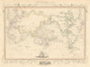 THE WORLD. 'Shewing the voyages of Captain Cook'. TALLIS/RAPKIN 1851 old map