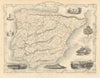 SPAIN & PORTUGAL. Madrid Lisbon Gibraltar views. Iberia TALLIS & RAPKIN 1851 map
