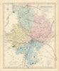 Huntingdonshire antique county map by J & C Walker. Railways & boroughs 1870