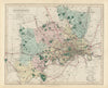 Middlesex antique county map by J & C Walker. Railways & boroughs 1870 old
