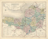 Somersetshire antique county map by J & C Walker. Railways & boroughs 1870
