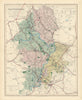 Staffordshire antique county map by J & C Walker. Railways & boroughs 1870