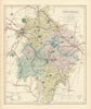 Warwickshire antique county map by J & C Walker. Railways & boroughs 1870