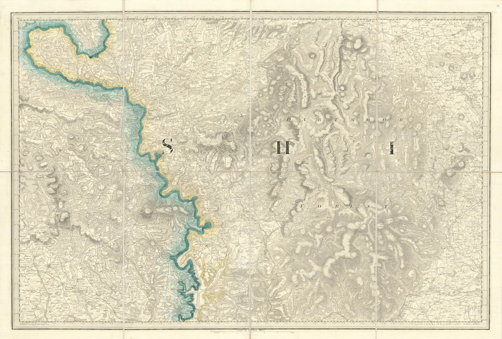 OS #25 Dartmoor & Bodmin Moor. Tavistock Launceston Devon Cornwall 1809 map