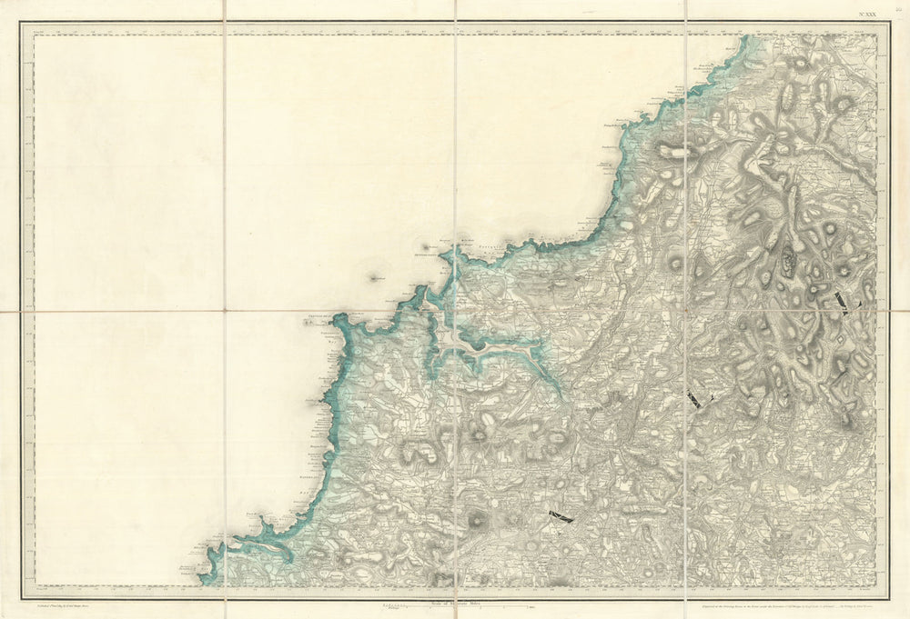 OS #30 North Cornwall Coast. Camel Estuary Padstow Rock Bodmin Moor 1813 map