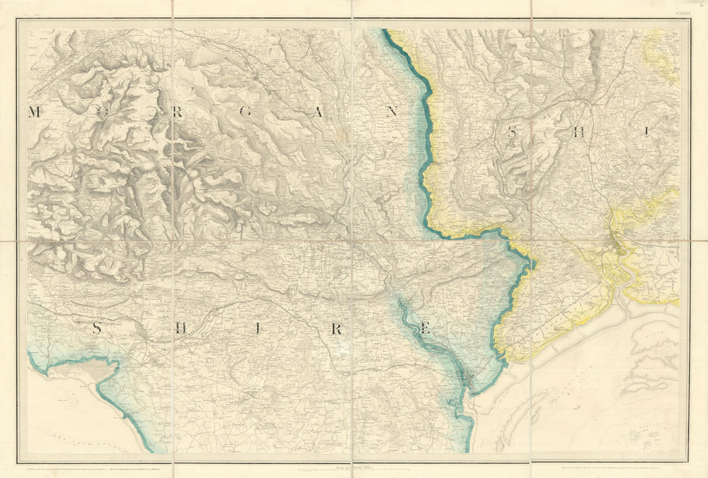 OS #36 South Wales Valleys. Cardiff Newport Bridgend. Vale of Glamorgan 1833 map