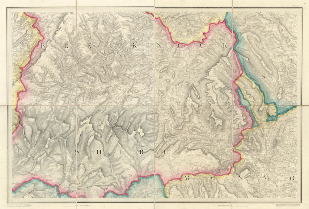 OS #42 Brecon Beacons & Black Mountains. Hay Abergavenny Crickhowell 1832 map