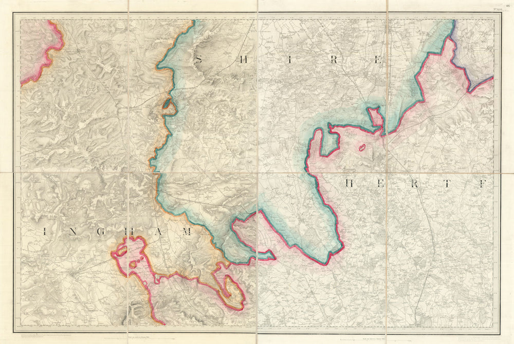 OS #46 North Chilterns. Tring Aylesbury Dunstable Luton Hatfield Woburn 1834 map