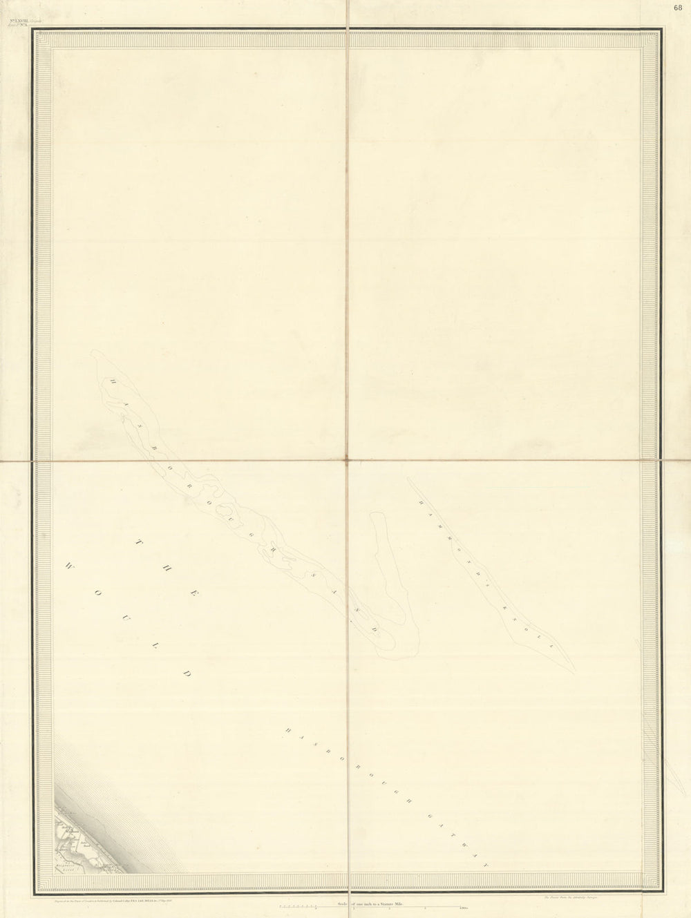 Ordnance Survey sheet 68 East Waxham coast, Norfolk Broads 1838 old map
