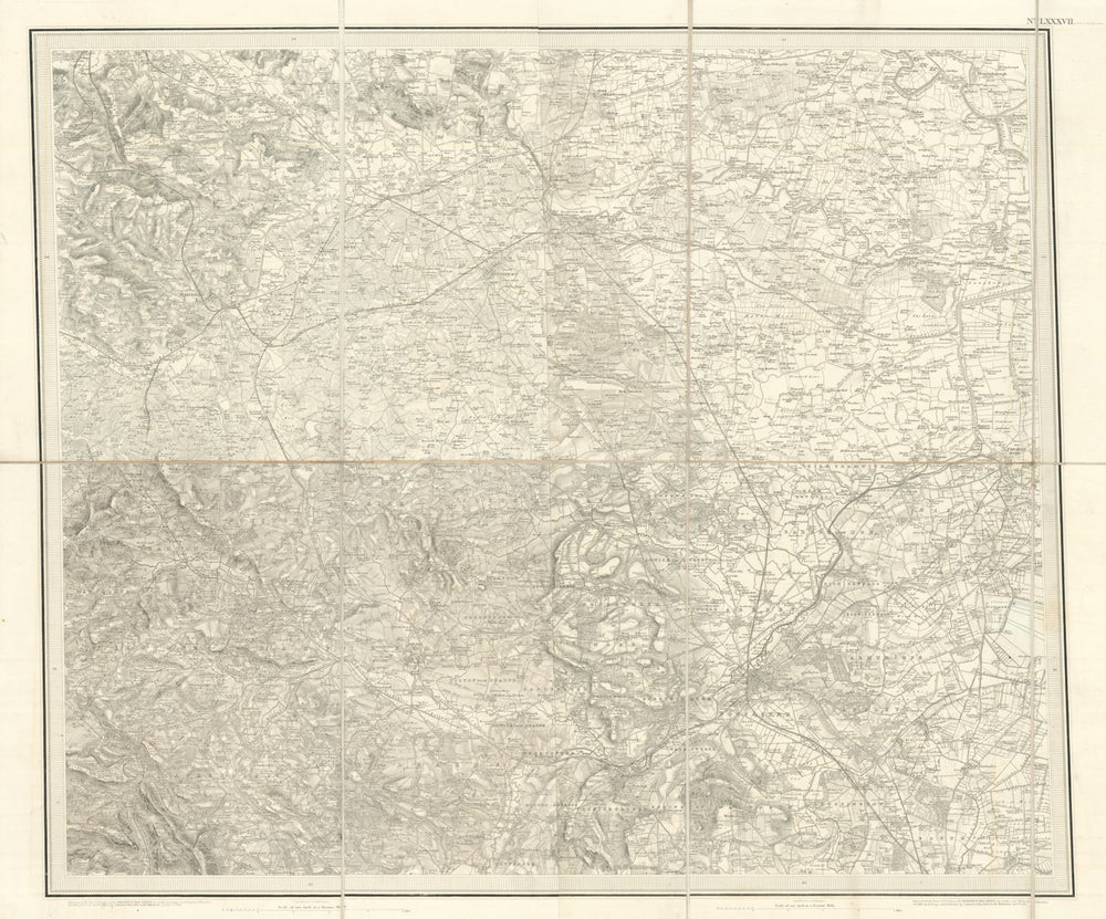 OS #87 Yorkshire Coalfield & Humberhead Levels. Wakefield Doncaster 1841 map