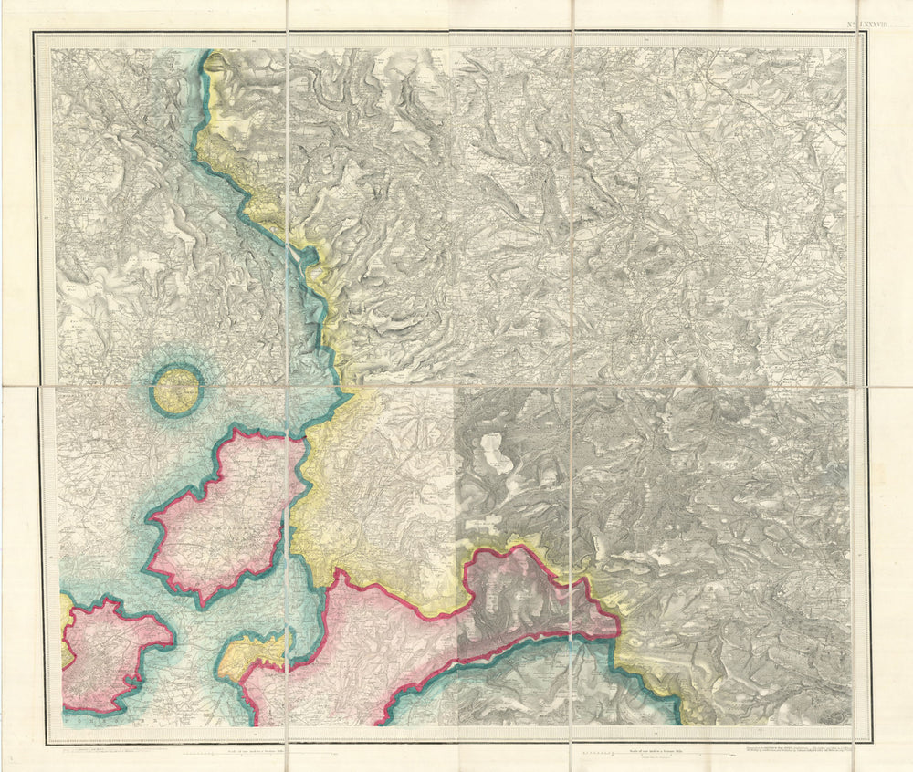 OS #88 Manchester & Southern Pennines. Rochdale Halifax Huddersfield 1843 map