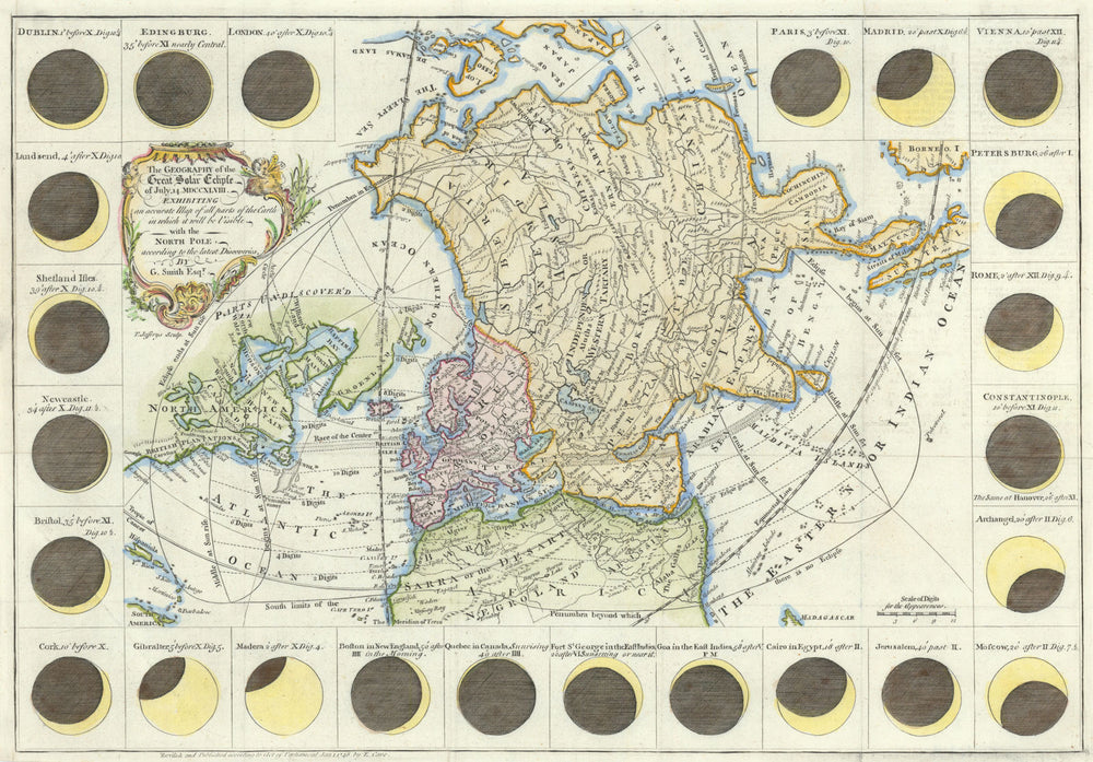 The geography of the great solar eclipse of July 14th 1748. SMITH G 1748 map