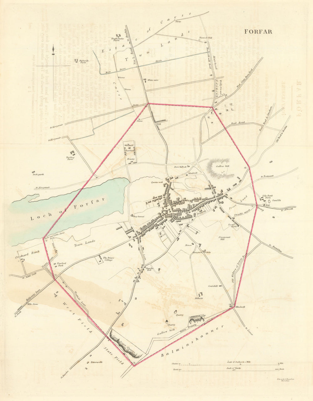 FORFAR borough/town plan for the REFORM ACT. Scotland 1832 old antique map