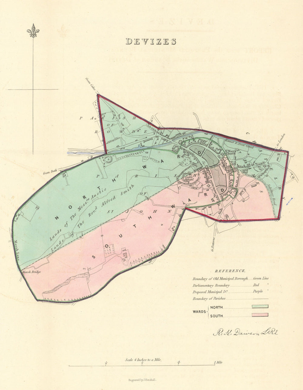 DEVIZES borough/town plan. BOUNDARY COMMISSION. Wiltshire. DAWSON 1837 old map