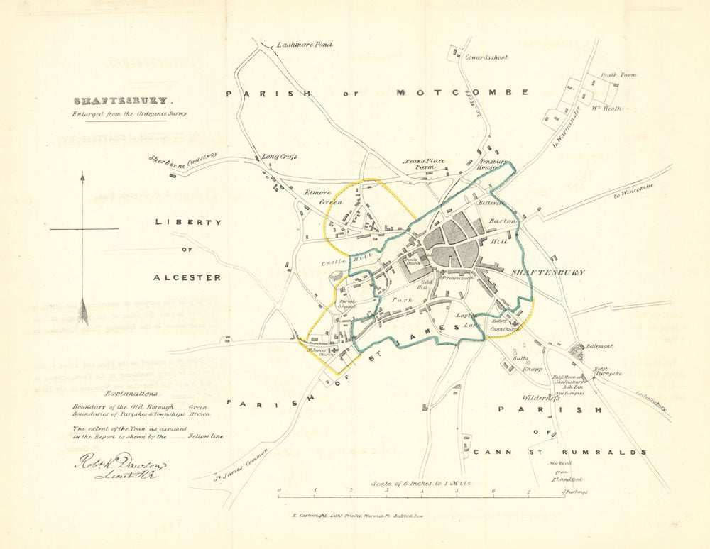SHAFTESBURY borough/town plan. REFORM ACT. Dorset. DAWSON 1832 old antique map