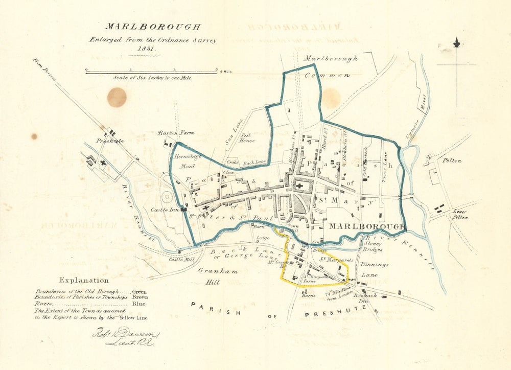 MARLBOROUGH borough/town plan. REFORM ACT. Wiltshire. DAWSON 1832 old map