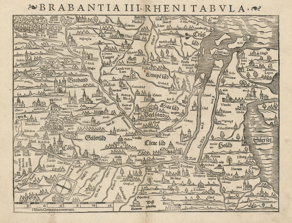 Brabantia III Rheni Tabula. Benelux & North Rhine-Westphalia. MÜNSTER 1572 map