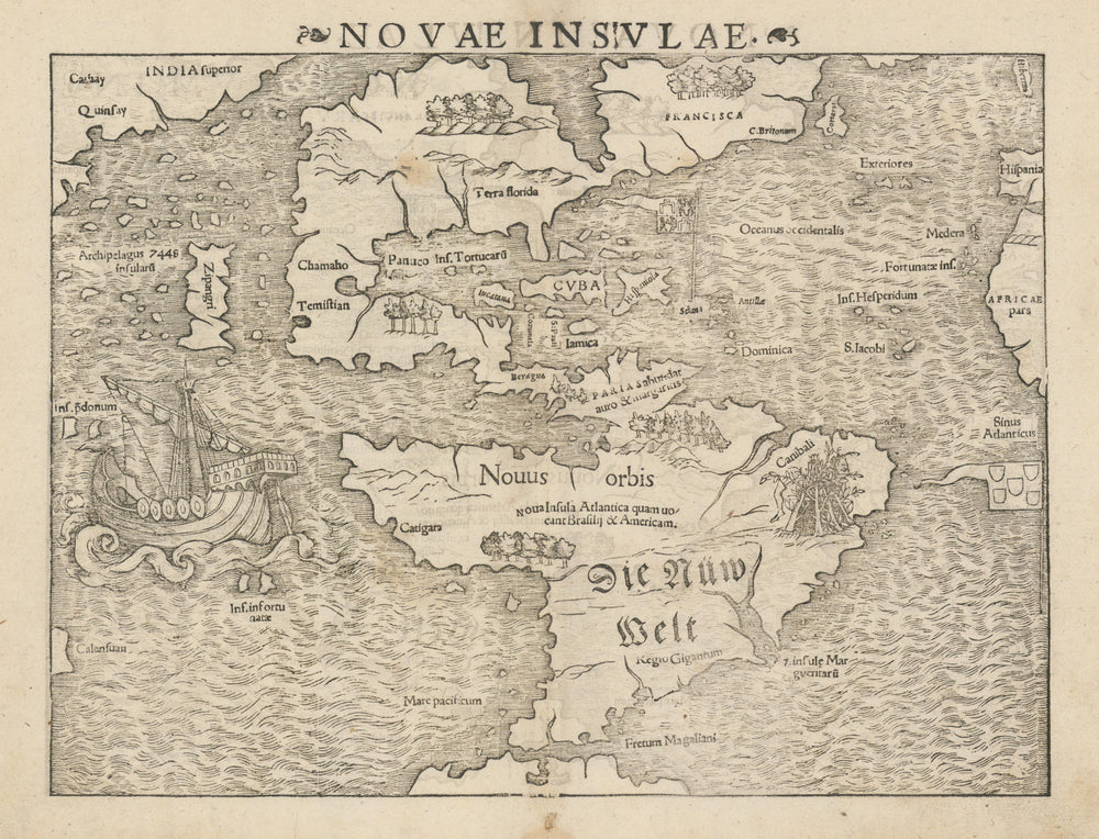 Novae insulae. The New World. North & South America. SEBASTIAN MÜNSTER 1572 map