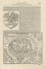 Bird's eye view of Thionville, Moselle. SEBASTIAN MÜNSTER 1572 old antique map