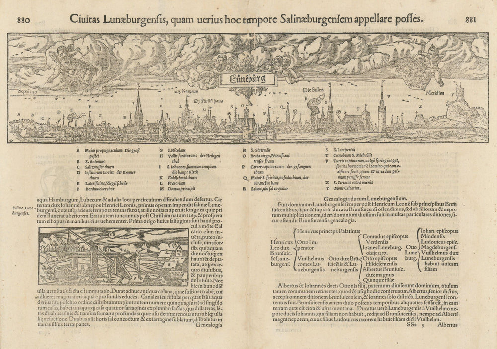 Civitas Lunaeburgensis… The city of Lüneburg, Lower Saxony. MÜNSTER 1572 map