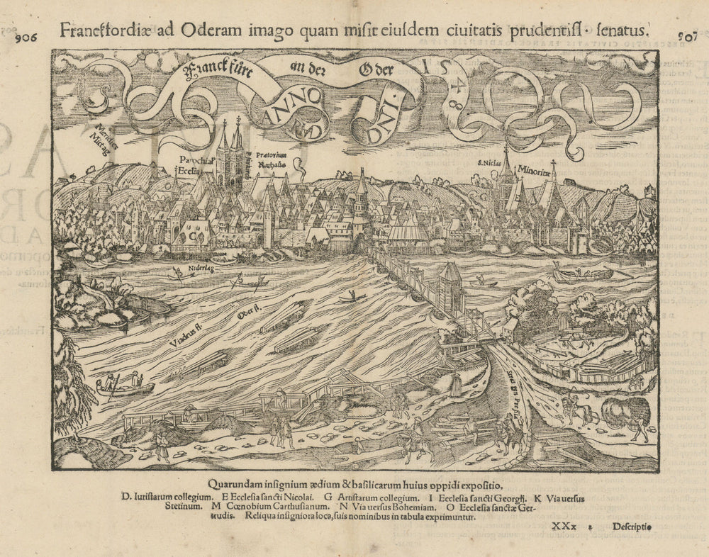 Franckfurt (Frankfurt) an der Oder. Franckfordiae ad Oderam. MÜNSTER 1572 map