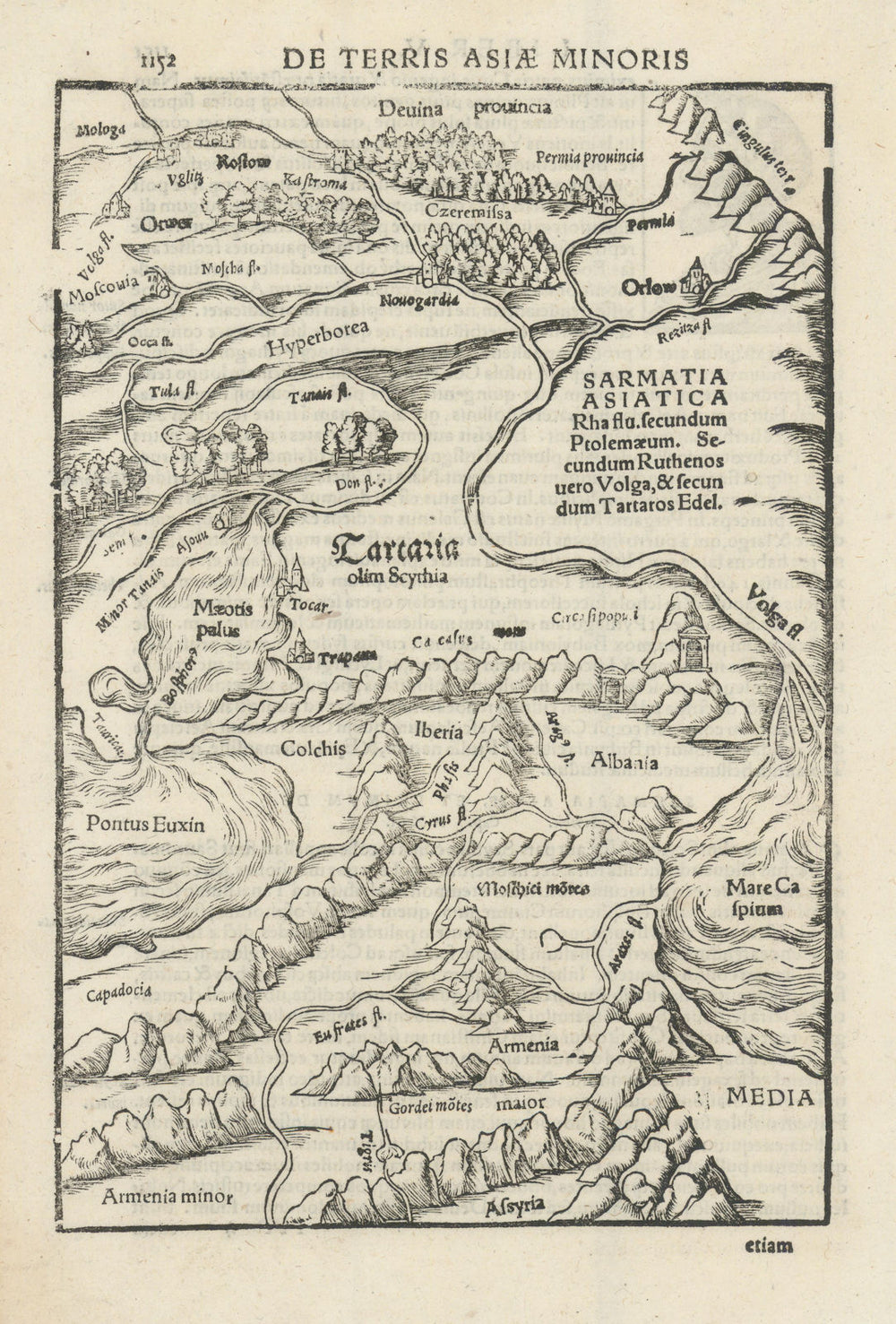 Tartaria olim Scythia. Sarmatia. Caucasus & southern Russia. MÜNSTER 1572 map