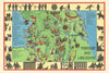 Yorkshire and Lancashire pictorial map. ALNWICK 1937 old vintage chart