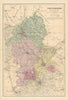 STAFFORDSHIRE. Antique county map by GW BACON 1884 old plan chart