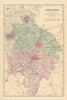 WARWICKSHIRE. Antique county map by GW BACON 1884 old plan chart