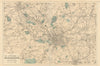 MANCHESTER & ENVIRONS. Bolton Stockport Oldham. Antique map by GW BACON 1884