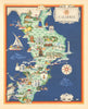 Calabria pictorial map by Vsevolode Nicouline. Italgeo/Agostini c1950 old