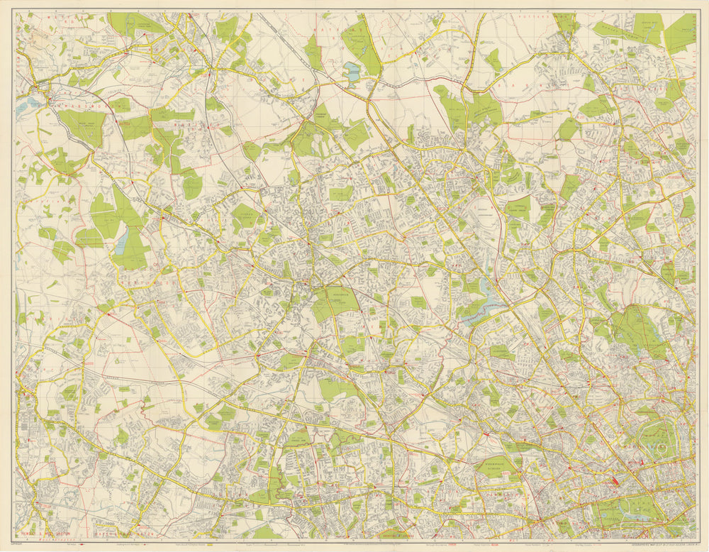 Geographers' Greater London Map - North West Sheet 88x113cm 1949 old
