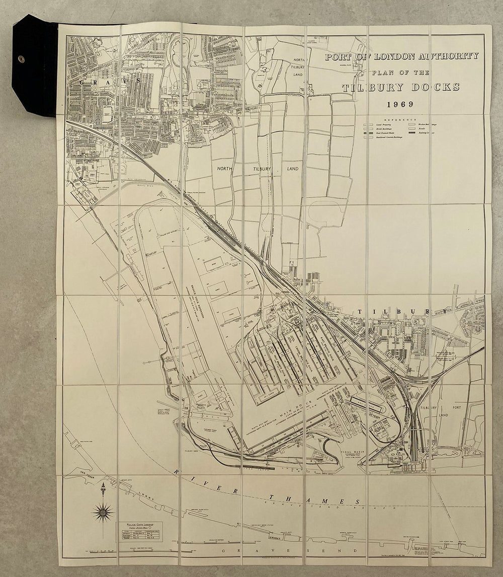 Port of London Authority plan of the Tilbury Docks 92x75cm 1969 old map