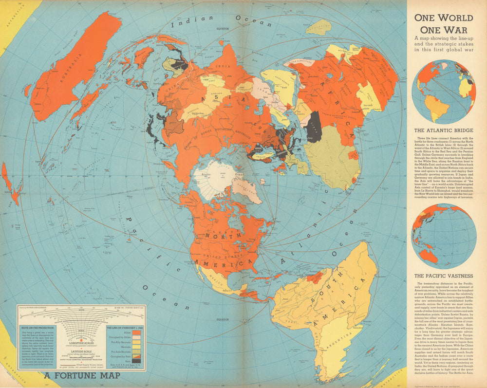 One World One War. A map showing the line-up… by Richard Edes Harrison 1942