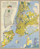 The City of New York by Richard Edes Harrison 1939 old vintage map plan chart