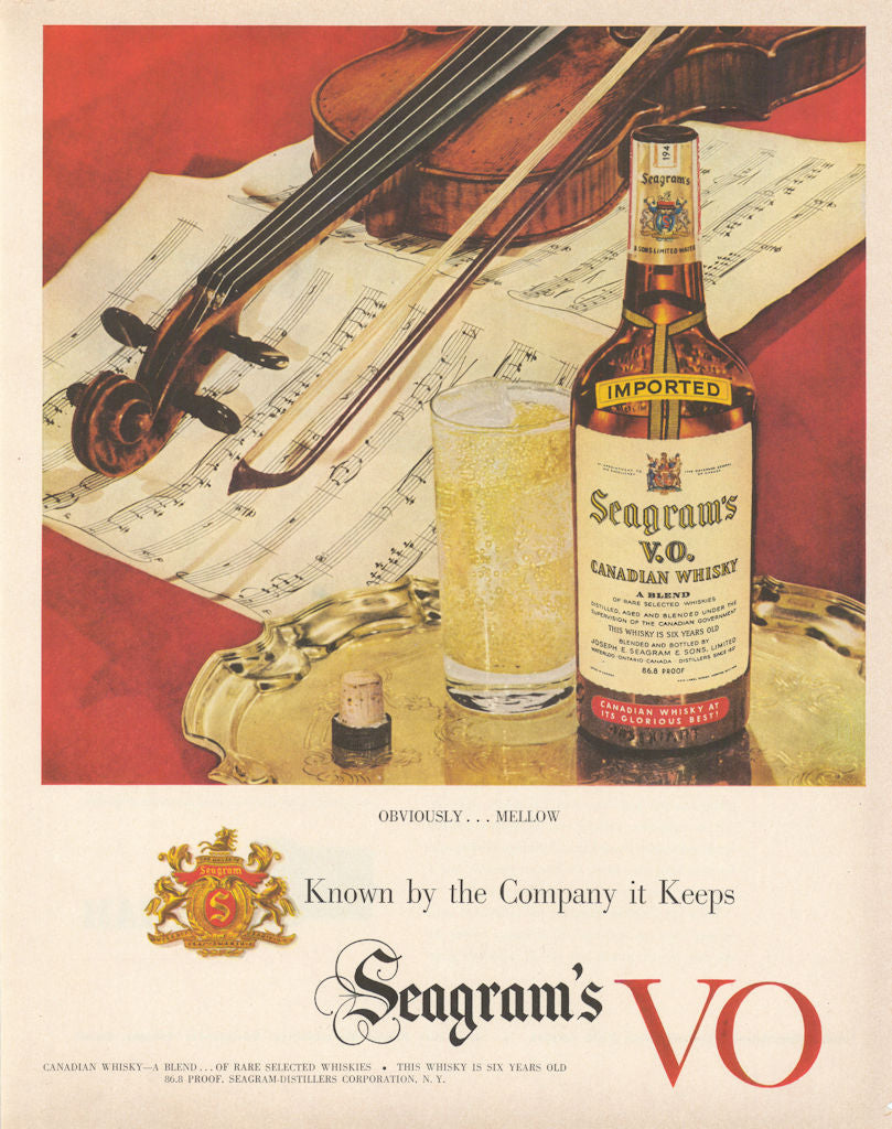 Seagram's V.O. Canadian Whisky - Known by the Company it Keeps. Advert ...