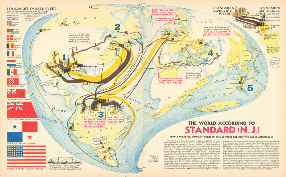 The World According to Standard Oil (N.J.) WW2. Richard Edes Harrison 1940 map
