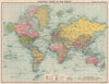 WORLD POLITICAL. British Empire French German Dutch Portuguese colonies 1911 map
