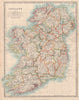IRELAND showing battlefields and dates. JOHNSTON 1912 old antique map chart