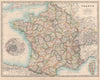 FRANCE showing important battlefields and dates. JOHNSTON 1912 old antique map