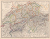 SWITZERLAND, SAVOIE & PIEDMONT ALPS. Glaciers marked in blue. JOHNSTON 1912 map